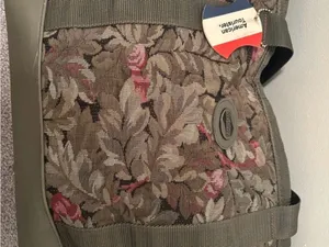 Large Floral Jacquard American Tourister Tote in Olive thumbnail 3