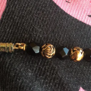 Pretty black and gold vintage beaded necklace thumbnail 2