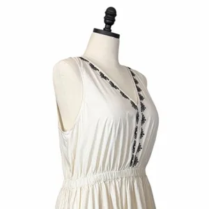 Universal Thread Womens Size XL Cream Black Embroidered Midi Dress Boho Pockets thumbnail 8