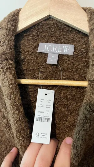 NWT J.Crew Brown Fuzzy Boucle Mock Neck Sweater Size Medium Wool Alpaca thumbnail 4