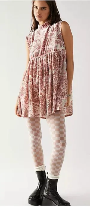 FREE PEOPLE ALL THE TIME VELVET Mini Dress Size XS Extra Small Pink PETAL COMBO thumbnail 1
