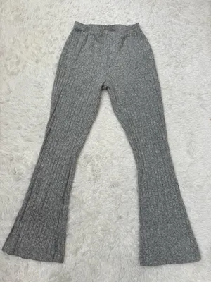 SheIn Women’s Grey High Waist Ribbed Knit Flare Leg Pants Size Small 4-6 thumbnail 1