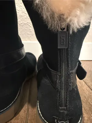 UGG Nessa Black Suede Shearling-Trim Buckle Mid-Calf Boots Size‎ 5 thumbnail 7