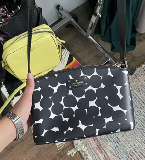 Kate Spade New York black and white circle pattern crossbody bag thumbnail 1