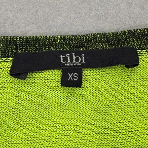 Tibi New York Womens XS Neon Green Black Marled Knit Racerback Tank Top thumbnail 2