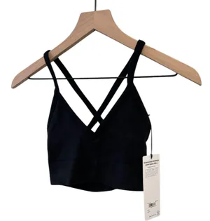 Alo Seamless Ribbed Low Back BLACK Bra S SOLD OUT NWT thumbnail 4