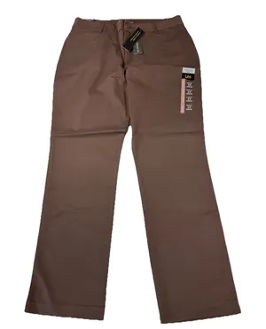 Lee Women's Wrinkle Free Relaxed Fit Straight Leg Pant Brown Size 14‎ Mid Rise thumbnail 1
