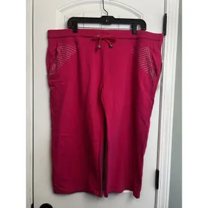 Active USA NYL New York Laundry Pink Rhinestone Capri Lounge Pants 2X NWT Plus Size thumbnail 2