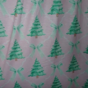 Brand New Coastal Mermaid Pajama Pants Holiday Christmas Trees Pink Bows size L thumbnail 4