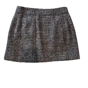 Loft Wool Blend Y2K Button Front Tweed Harringbone Dark Academia Mini Skirt 8 thumbnail 2
