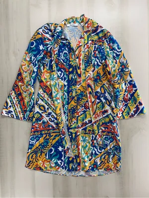 ROBERT GRAHAM printed flouncy dress event casual vacation XS thumbnail 4