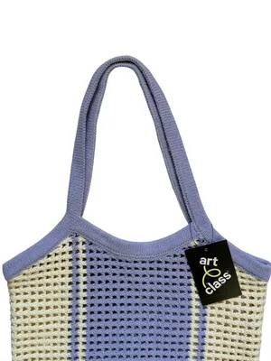 Art Class Girls Knit Tote Bag Purple Cream Summer Beach Vacation Chic thumbnail 7