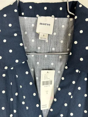 Anthropologie Maeve Polka Dot Navy Halter Midi Dress Size S thumbnail 7