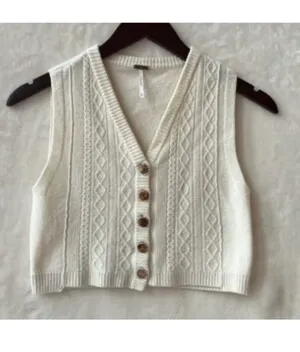 Free People Beatrice Cashmere Vest Pastel Yellow Small thumbnail 2
