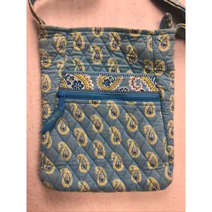 Vera Bradley Crossbody Bag Women Small Blue Quilted Paisley Hipster‎ Spring thumbnail 2