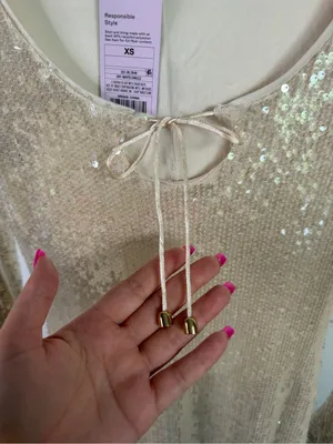 Wild Fable Champagne Sequin Mini Dress XS NWT Long Sleeve Party Holiday Glam thumbnail 15