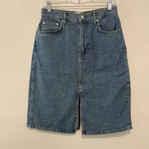 Derek Lam 10 Crosby NWT Juliet Sutton Vintage Denim Front‎ Back Split Skirt 28 thumbnail 2