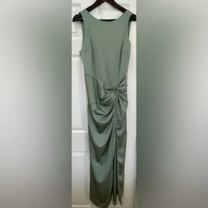 Abercrombie & Fitch Sage Green Satin Slip Dress Size M Tall thumbnail 3