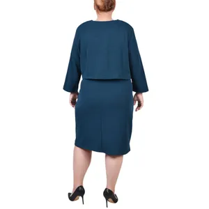 NWT Ny Collection Womens Plus Size 3/4 Sleeve Jacket and Dress Mallard Green 16W thumbnail 2