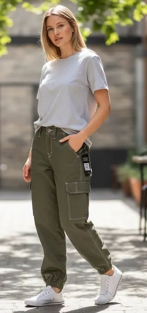 True Religion Bobbi Baggy Cargo Jogger Pants Size 29‎ Kalamata thumbnail 1