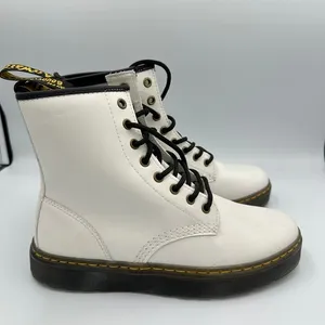 Dr. Martens Zavala White Leather Combat Boots Lace Up Womens 9 Grunge Festival‎ thumbnail 12
