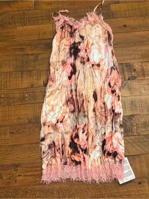 TOPSHOP Floral‎ Crinkle Lace Trim Slip Dress thumbnail 2