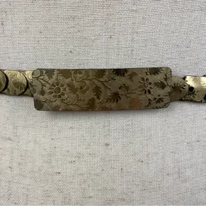 Vintage 80s Gold Coin Flower Leaf Embossed Disc Stretch Belt One Size Botanical thumbnail 9