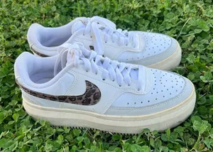 Nike Women's Court Vision Alta 'White/Leopard' Print Platform Sneakers Size 7.5 thumbnail 1