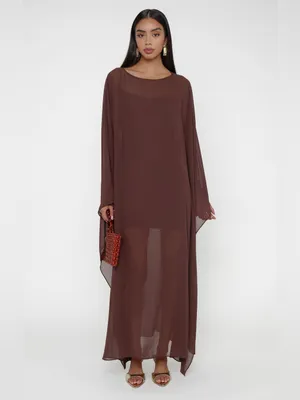Show Me Your Mumu Olsen Maxi Dress size Small S Chocolate Chiffon with slip nwot thumbnail 4
