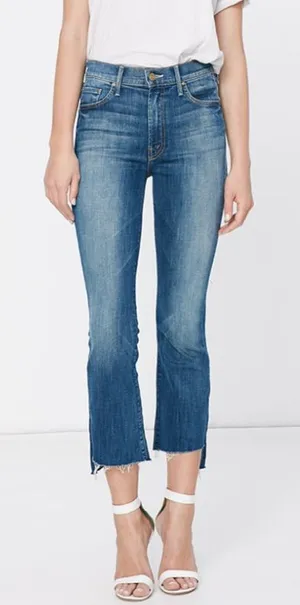 Mother insider crop step fray not rough enough jeans thumbnail 1