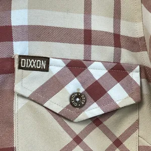 Dixxon Flannel Company The Burleigh Plaid Shirt Women Medium Tan‎ Red Minimalist thumbnail 4