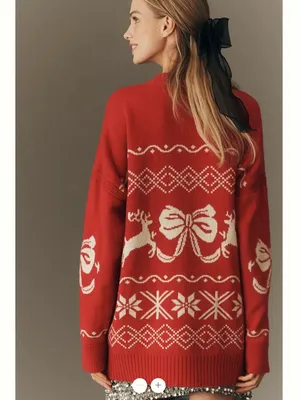 Anthropologie Maeve Oversized Graphic Crew-Neck Jumper thumbnail 3