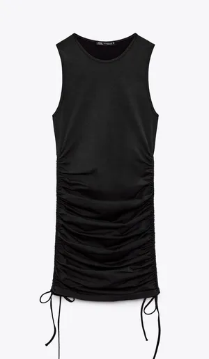 ZARA Black Gray Ruched Seamless Military Minds Lioness Mini Bodycon Dress thumbnail 12