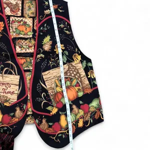 Vintage 90s Reversible Handmade Pumpkin Halloween Fall Vest Too Shirt Jacket Sleeveless Measurement in pics thumbnail 7