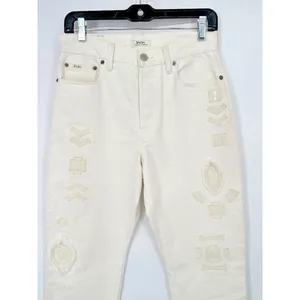 POLO RALPH LAUREN White Womens 27 Callen‎ HR Slim Jeans Aztec Boho Southwest thumbnail 2