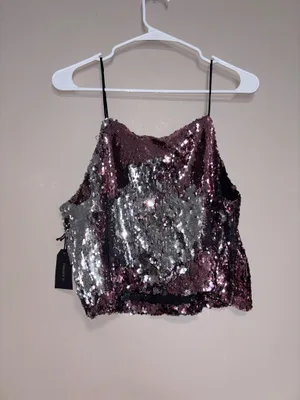 Forever 21 Sequin PINK/SILVER festival top thumbnail 2