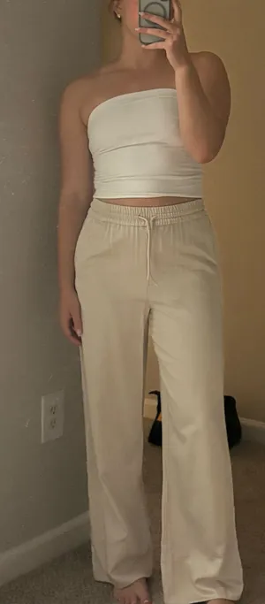 Zara Cream Satin Pants thumbnail 1