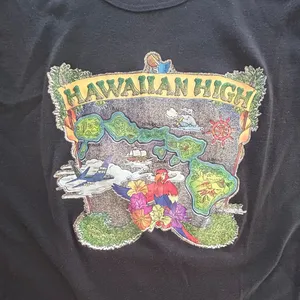 Vintage Hawaiian High‎ Black Short Sleeve Cotton Shirt Top Women's Size Medium thumbnail 1