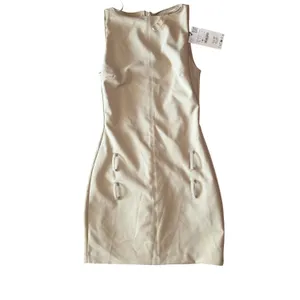 ZARA Women Beige Sleeveless Sheath Dress Boat Neck Belt Loop Detail Small NWT thumbnail 5