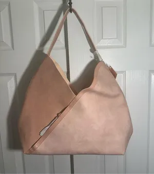 Ulta Pink Faux Suede Hobo Bag with Slouchy Shape and Soft Finish thumbnail 2