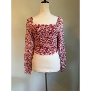 Japna Floral Smocked Crop Top Long Sleeve Ruffle boho whimsigoth M NWT cottage thumbnail 3