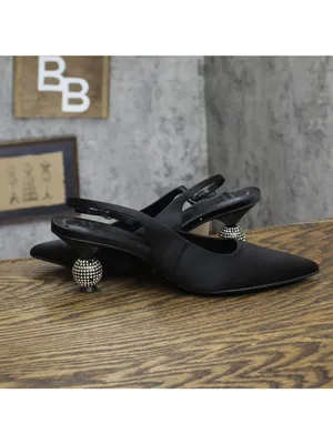 A New Day Simone Rhinestone Ball Slingback Heels 94660895 Black 7.5M thumbnail 6
