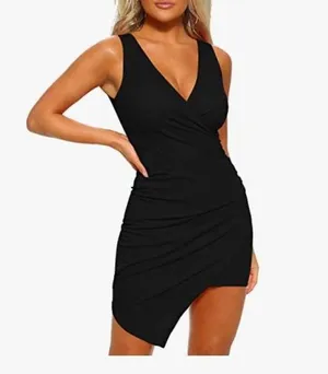 NEW Sleeveless Ruched Cocktail Party Bodycon Mini Sexy Club Dress M thumbnail 3