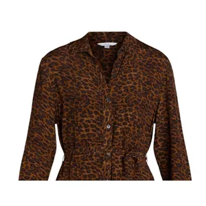 Time and Tru Womens Shirt Dress Size XL Brown Leopard Button-Front Long Sleeve thumbnail 7