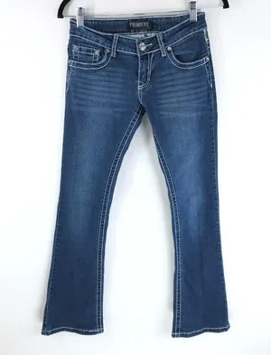 Premire by Rue 21 Womens Jeans Slim Boot Embroidered Dark Wash 1/2S thumbnail 1