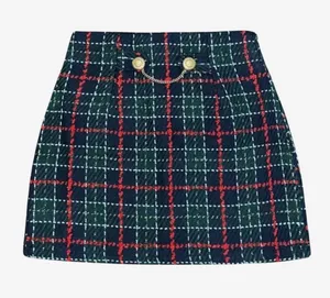 Zara Blue Green Red Tartan Plaid Knit Mini Skirt Size Large thumbnail 1