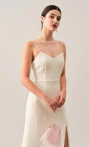 RIHOAS The Wave Textured Pearl Strap Midi Dress S thumbnail 4