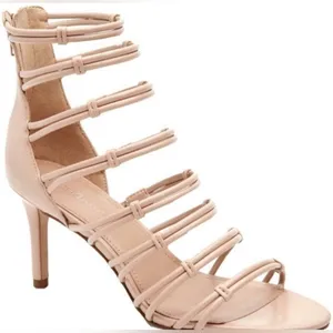 Like New BCBGeneration Maria Nude Beige Stiletto Zip-Up Strappy Heels- Size 10 thumbnail 2