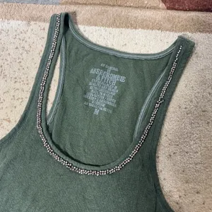 Y2K Abercrombie‎ & Fitch Green Ribbed Beaded Scoop Neck Tank Top Womens M thumbnail 4