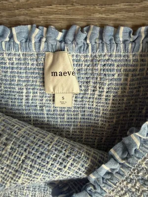 Anthropologie Maeve Smocked Linen Mini Skirt Small thumbnail 5